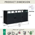 Garbage Bin Shed Stores 3 Trash Cans Metal Outdoor Bin Shed For Garbage Storage,Stainless Galvanized Steel, Bin Shed For Garden Yard Lawn W540S00009 Charcoal Iron
