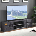 Gunmetal Tv Stand With 2 Open Shelves Gunmetal Primary Living Space 70 79 Inches Metal