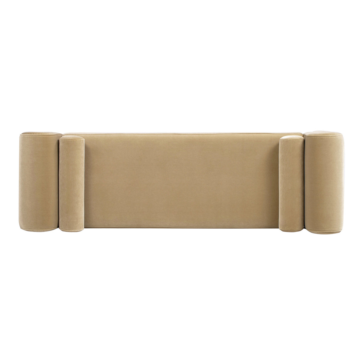 Mason 60.5" Arched Arm Bench With Bolster Pillows, Camel Brown Beige Performance Velvet Beige Foam Velvet