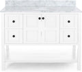 49'' Bathroom Vanity With Marble Top & Ceramic Sink, Two Doors, 4 Drawers, Open Shelf, White White Acacia Wood