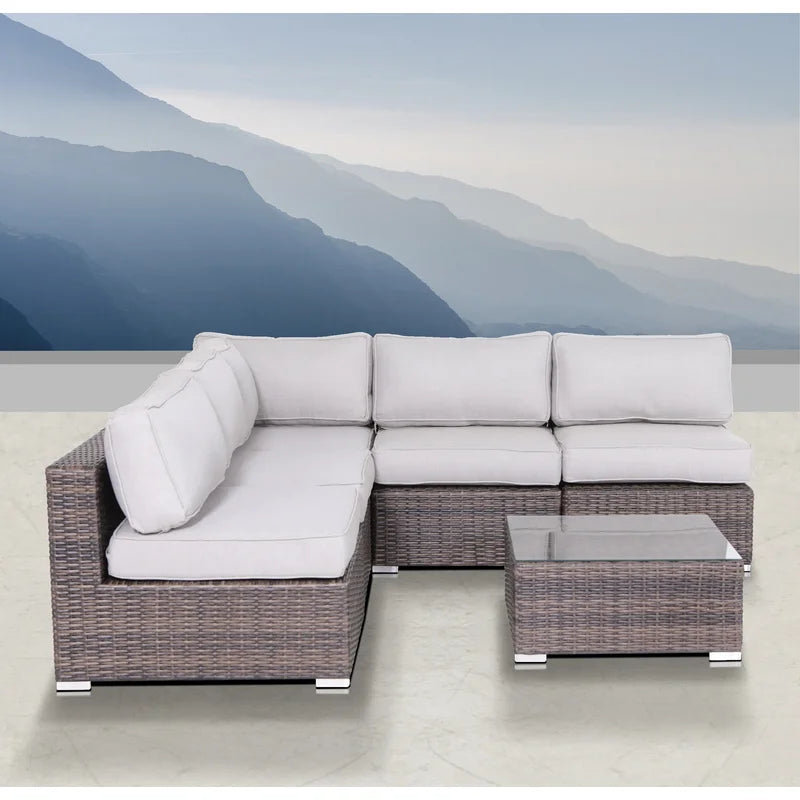 Fully Assembled Wicker 4 Person Seating Set With Cushions Brown,Gray Wicker