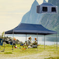 Outsunny 10' X 20' Pop Up Canopy Tent With Sidewalls & Doors, Instant Tents For Parties With Wheeled Carry Bag, Height Adjustable, For Outdoor, Garden, Patio, Blue Dark Blue Steel