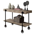 Industrial Style 1Pc Sofa Table Natural Tone Slat Design Console Table Open Bottom Shelf Living Room Furniture Black Natural Primary Living Space Classic,Industrial,Modern,Transitional Console Tables Rectangular Steel