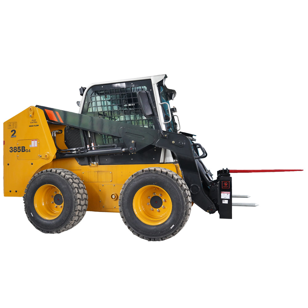 Landy Attachments 43'' Hay Spear Skid Steer Quick Tach Black Steel