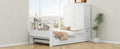 Twin Size Platform Bed With Storage Headboard And Footboard, Pull Out Shelves And Twin Size Trundle, White Box Spring Not Required Twin White Wood Bedroom Bed Frame Solid Wood Mdf