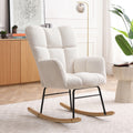 Rocking Chair Teddy Upholstered Glider Rocker Rocking Accent Chair Padded Seat With High Backrest Armchair Comfy Side Chair For Living Room Bedroom Offices Beige Beige Polyester