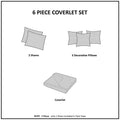 6 Piece Reversible Jacquard Quilt Set With Throw Pillows Grey Taupe Full Queen Grey Taupe Cotton