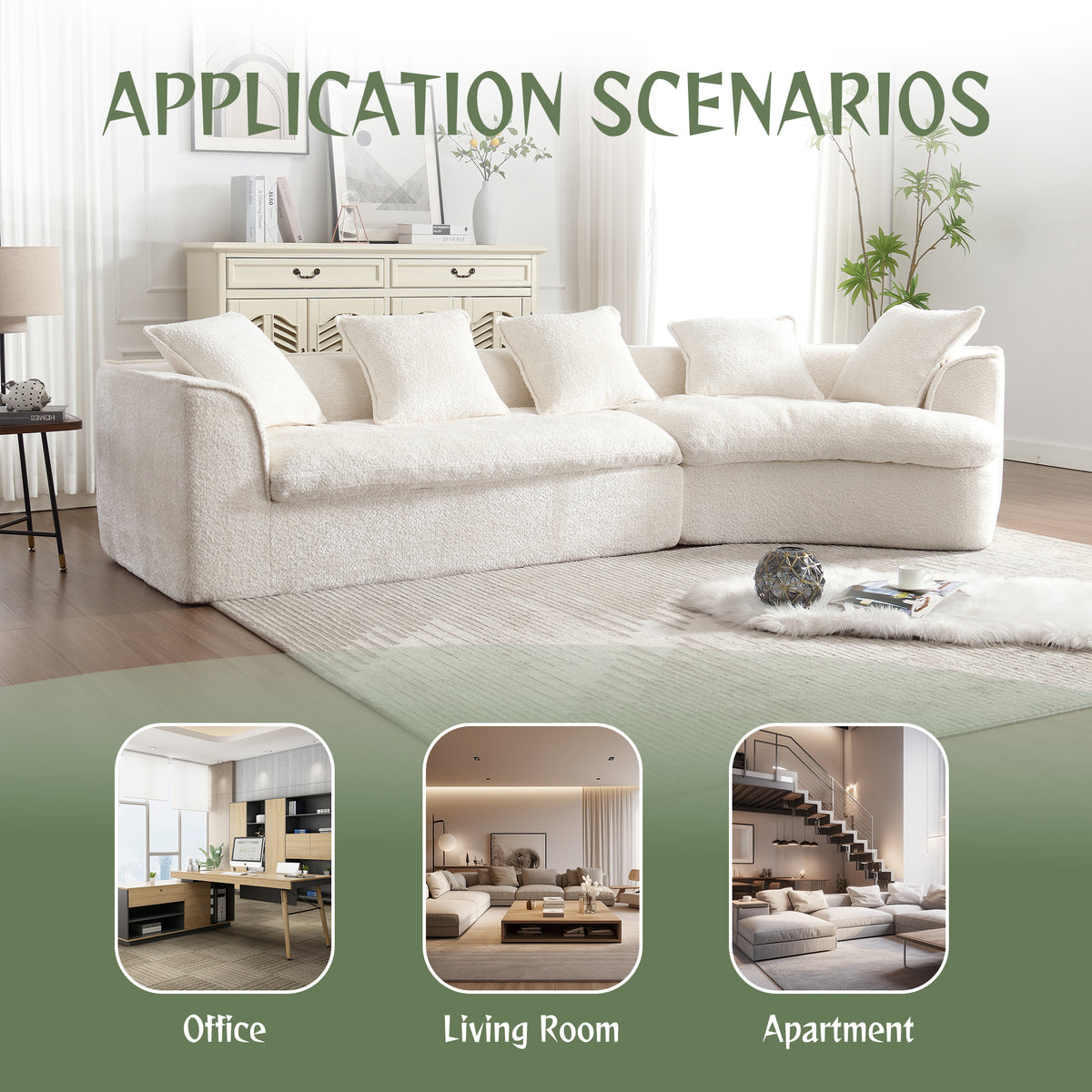 Coolmore Boucle Sofa 3 Seater For Living Room Oversized Comfy Sofa Unique Double Seat And Corner Construction For Apartment, Office Left Hand Facing Beige Beige Primary Living Space Foam Boucle 3