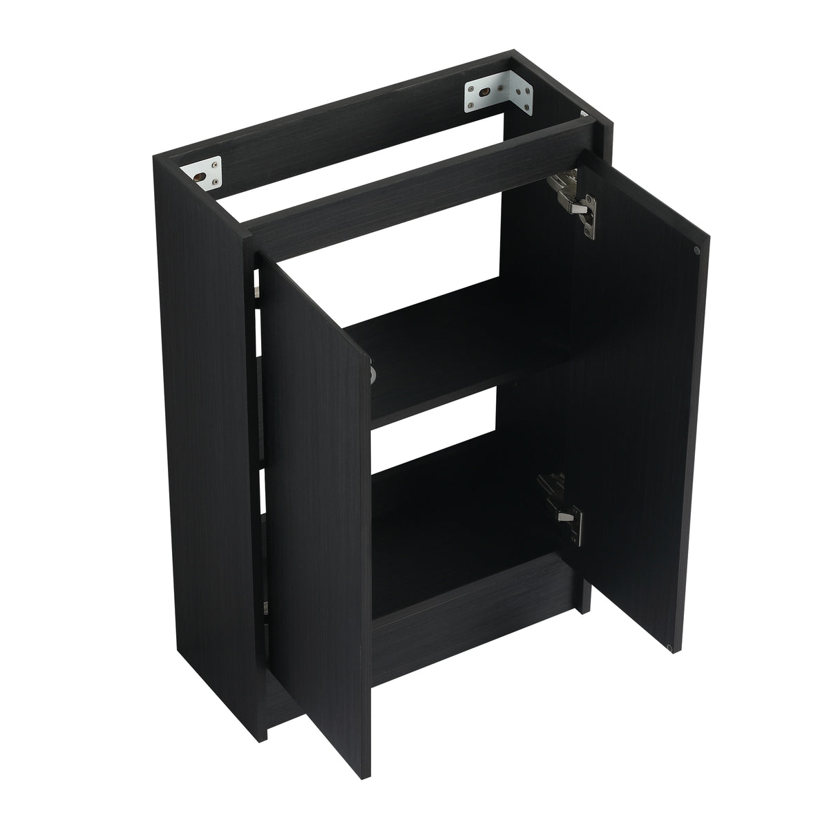 23" Freestanding Bathroom Vanity With Sink, Soft Close Doors Black Chestnut Bathroom Modern Plywood