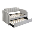 Dove Grey Tufted Back Twin Daybed With Trundle Box Spring Not Required Twin Grey Wood Gray Traditional Velvet