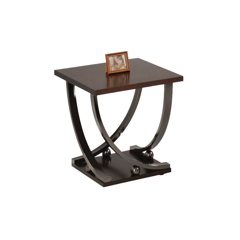 Black Nickel End Table With Bottom Shelf Black Silver Primary Living Space Contemporary Shelves Square Mdf