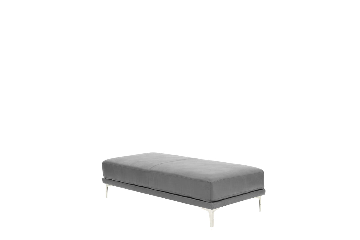 Modern Antique Gray Large Ottoman Metal Legs 1Pc Cocktail Ottoman Living Room Antique Gray Faux Leather Primary Living Space Grey Contemporary,Modern Rectangle Bonded Leather