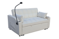 Modern Velvet Loveseat Futon Sofa Couch W Pullout Bed,Small Beautiful Seat Lounge Sofa With Adjustable Reclining Backrest,Toss Pillows, Pockets,Furniture For Living Room,3 In 1 Convertible Sleeper Sofa Bed Full Beige Velvet
