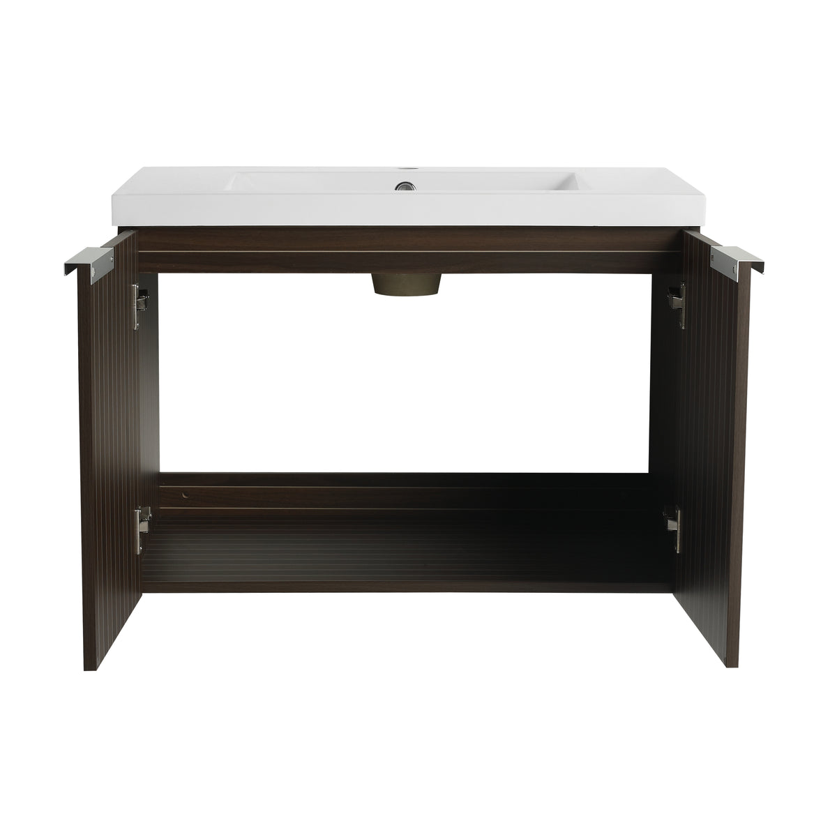 30 Inch Bathroom Vanity With Resin Sink,Soft Close Doors,Float Mounting Design Silver Brown Stripe Bathroom Modern Plywood Plywood