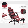 Vinsetto Racing Gaming Chair Diamond Pu Leather Office Gamer Chair High Back Swivel Recliner With Footrest, Lumbar Support, Adjustable Height, Red Red Pu