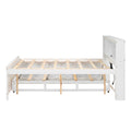Full Size Platform Bed With Storage Headboard, Usb, Twin Size Trundle And 3 Drawers, White Box Spring Not Required Full White Wood Bedroom Bed Frame Solid Wood Mdf