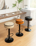Round Storage Bar Stool Set Of 2, Black Faux Leather Height Adjustable Barstool, 360 Counter Height Swivel Stool, Armless Bar Chair With Metal Frame For Kitchen Counter Dining Living Room Black Set Of 2 Foam Pu Leather