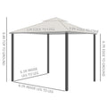 Outsunny 10' X 12' Patio Gazebo With Netting, Double Roof Outdoor Gazebo Canopy Shelter, Solid Metal Frame For Garden, Lawn, Backyard, Deck, Dark Gray Gray Metal