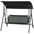 Outsunny 3 Seat Outdoor Patio Swing Chair With Removable Cushion, Steel Frame Stand And Adjustable Tilt Canopy For Patio, Garden, Poolside, Balcony, Backyard, Black 1 Black Steel