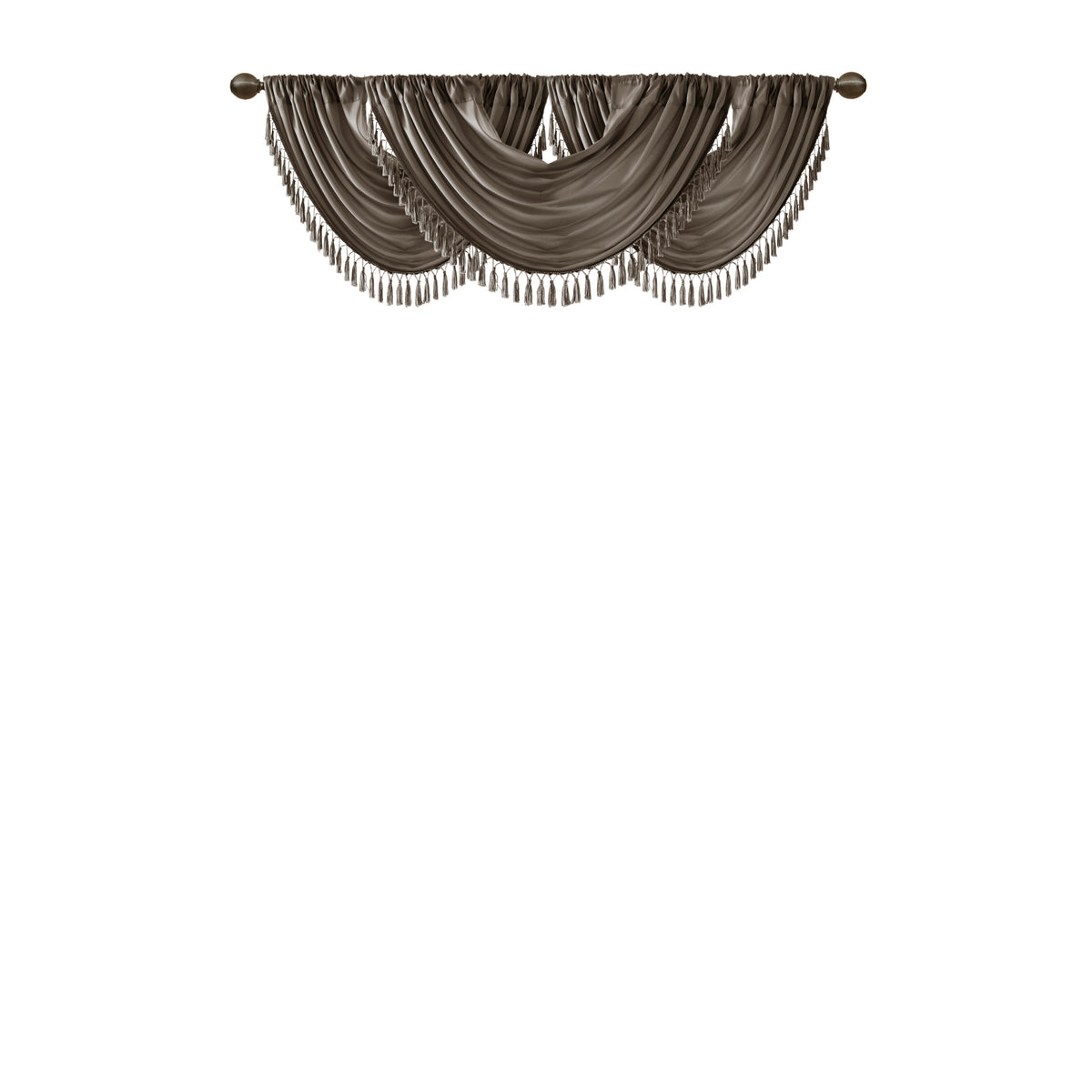Faux Silk Waterfall Embellished Valance Pewter 38X46" Pewter Polyester
