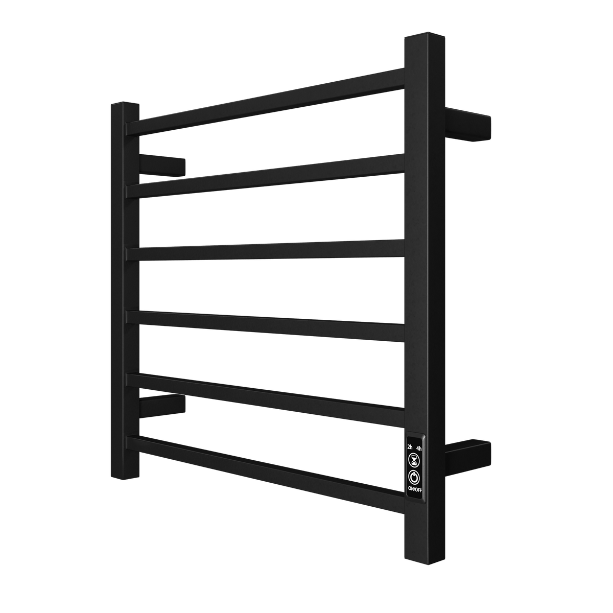 Towel Warmer 6 Bar Electric Heated Towel Rack Wall Mount Plug In Bath Towel Heater Matt Black Timer Black Bathroom Aluminium