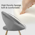 Modern Accent Velvet Chair, Set Of 2, Dining Chair Comfy Upholstered Arm Chair Living Room Furniture Mid Century Leisure Chair With Golden Metal Frame Legs Gray Fabric Metal