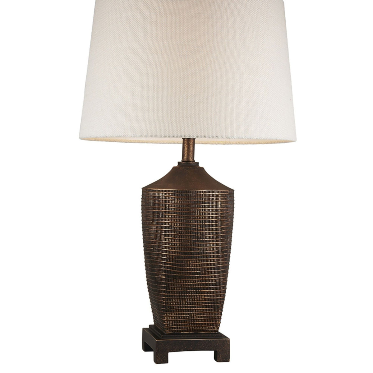 30" Tall Polyresin Table Lamp "Kayan", Bronze Rustic Finish Bronze Polyresin