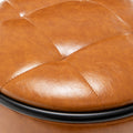 Round Storage Bar Stool Set Of 2, Brown Faux Leather Height Adjustable Barstool, 360 Counter Height Swivel Stool, Armless Bar Chair With Metal Frame For Kitchen Counter Dining Living Room Brown Set Of 2 Foam Pu Leather