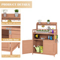 Potting Bench Outdoor Gardening Table For Outside Wood Garden Planting Workstation Work Benches With Large Storage Cabinet & Top Shelf For Patio Brown Weather Resistant Frame Garden & Outdoor Classic Wood