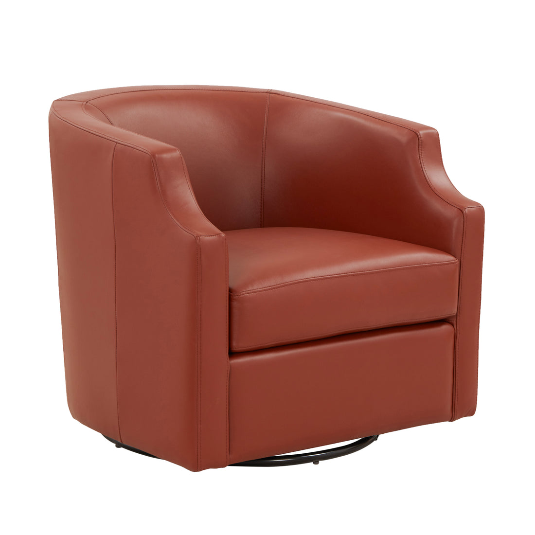 Emmett Caramel Top Grain Leather Swivel Glider Barrel Chair Caramel Foam Leather