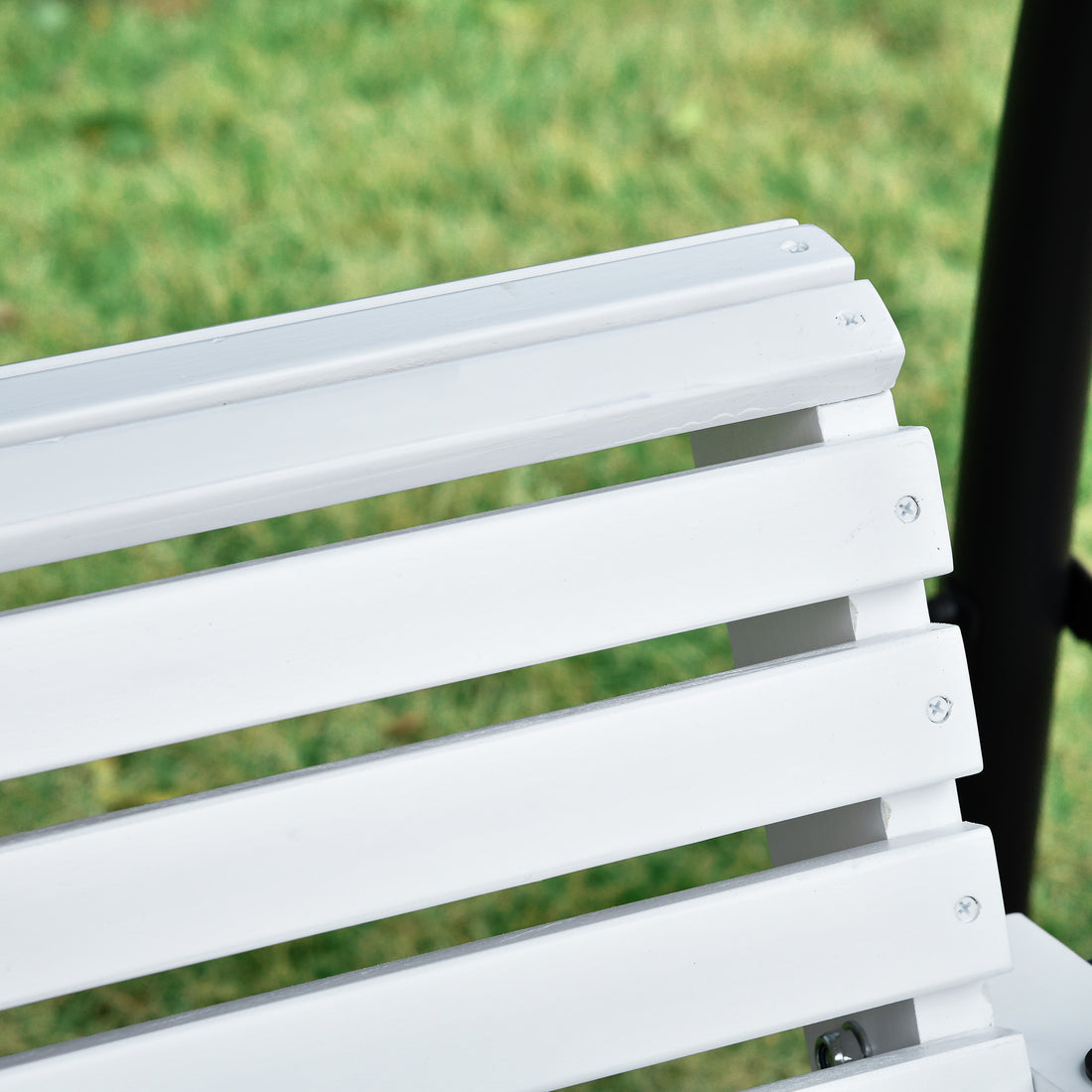Outsunny 3 Seater Wooden Porch Swing, Patio Swing Bench With Folding Coffee Table, Cup Holders And Chains Included, 440Lbs Weight Capacity, White White Wood