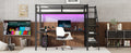 Full Xl Size Loft Bed With L Shaped Desk And Usb, Metal Loft Bed With Wardrobe And Adjustable Shelf, High Loft Bed With Led For Kids Teens Adults, Black Expect Arrive 2024 10 10 Full Xl Black Metal