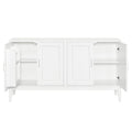 4 Door Sideboard Storage Cabinet With Door Shelf For Living Room And Dining Room, Two Large Cabinets With Adjustable Shelf, White White Rubberwood Solid Wood Mdf