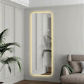 65X22Inch Full Body Mirror With Lights Full Length Mirror Wall Hanging Type Suitable For Bedrooms, Dimming And 3 Color Lighting Silver Modern Glass