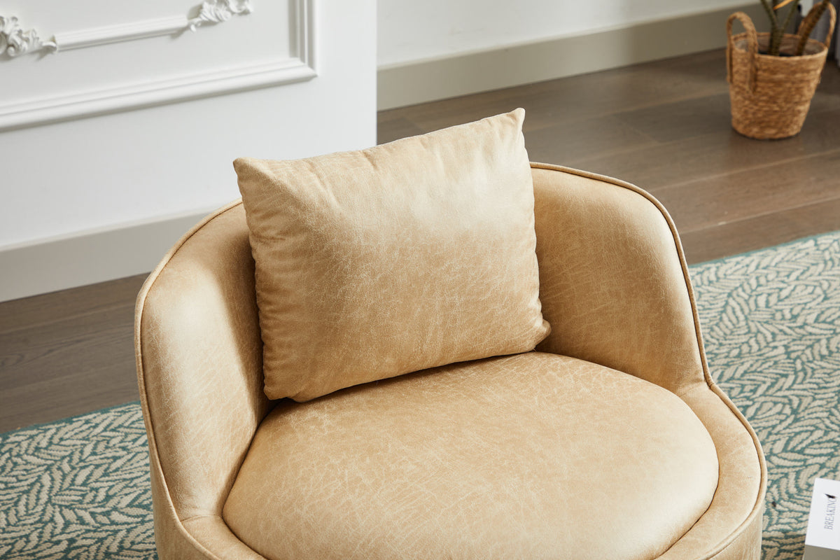 Swivel Chair, 360 Swivel Accent Chair, Barrel Chair For Living Room Bedroom Beige Fabric