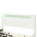Queen Size Upholstered Platform Bed With Led Frame, With Twin Xl Size Trundle And 2 Drawers, Teddy Fleece, White White Fleece