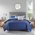 8 Piece Printed Seersucker Comforter And Quilt Set Collection Blue Full Queen Full Blue Polyester