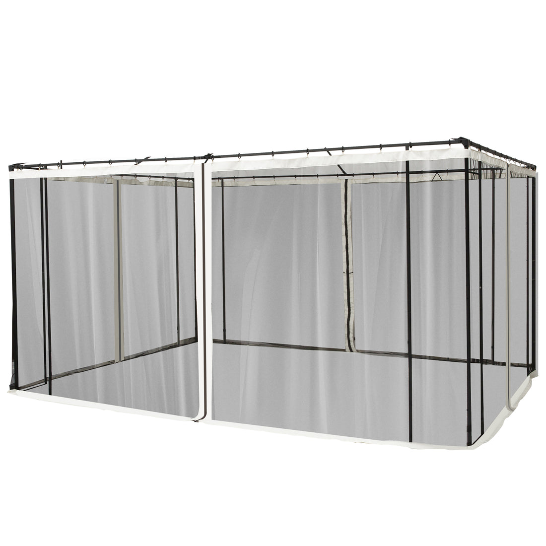 Outsunny 10' X 12' Universal Replacement Mesh Sidewall Netting For Patio Gazebos And Canopy Tents With Zippers, Sidewall Only , Beige Cream White Polyester