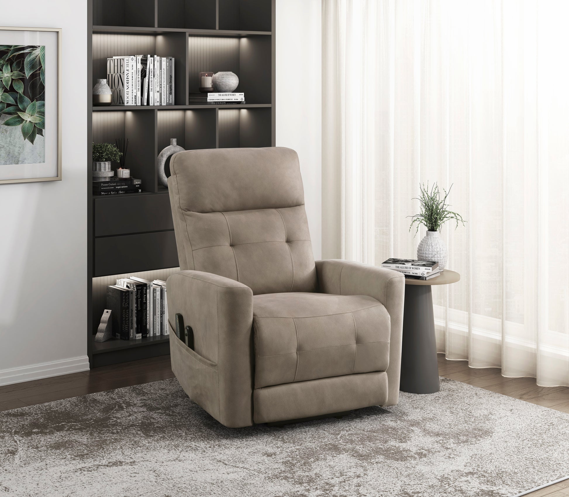 Power Lift Chair With Massage And Heat Comfort Brown Microfiber Upholstery Living Room Furniture 1Pc Power Reclining Motion Chair Brown Microfiber Wood Primary Living Space Plywood,Solid Wood