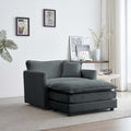 Modern Accent Chair With Ottoman, Living Room Club Chair Chenille Upholstered Armchairreading Chair For Bedroom, Gray Chenille Gray Chenille 1 Seat