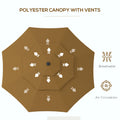 Outsunny 9Ft 3 Tiers Patio Umbrella Outdoor Market Umbrella With Crank, Push Button Tilt For Deck, Backyard And Lawn, Tan Tan Polyester
