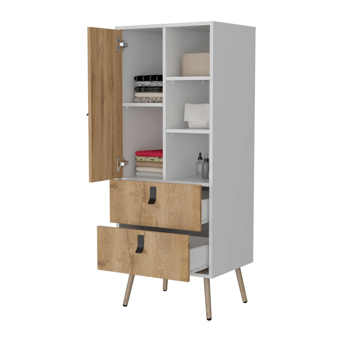 Kimball Tall Dresser, Modern Design With 2 Drawers And Large Storage Multicolor Particle Board Engineered Wood