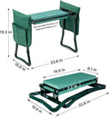 Garden Kneeler And Seat, Foldable Kneeling Bench With Sturdy Soft Eva Foam Pad, For Camping, Gardening, Fishing, 2 Tool Pouches Included, Green Green Metal