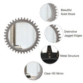 Vintage 17'' X 17'' Wood Round Hanging Gear Shape Decorative Mirror Patchwork Effect With Large Size Mirrors Individually On Art Walls,Sold Individually Antique White Washed White Washed American Design Solid Wood Mdf Mirror