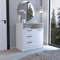 Omaha Dresser Multi Storage Compact Unit With Spacious 3 Drawers And Cabinet White Bedroom Modern Particle Board