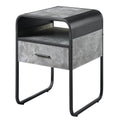 Concrete Grey And Black 1 Drawer End Table Black Grey Primary Living Space Modern Drawers Rectangular Wood Metal Sled