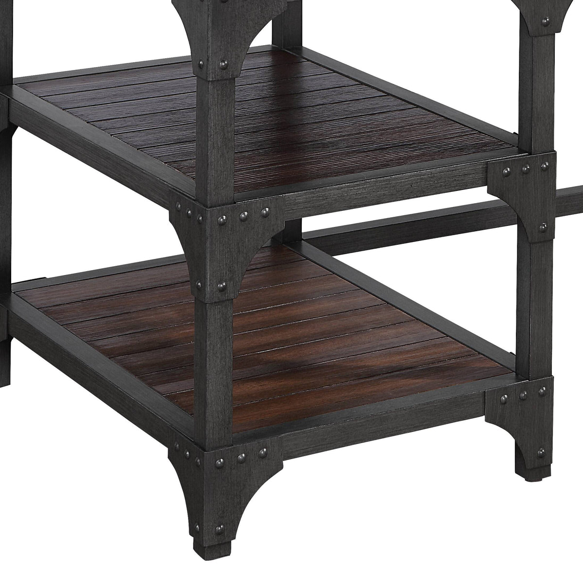 Espresso Oak And Antique Black 3 Drawer Writing Desk Espresso Writting Desk Office Industrial Freestanding Rectangular Drawers Wood Metal