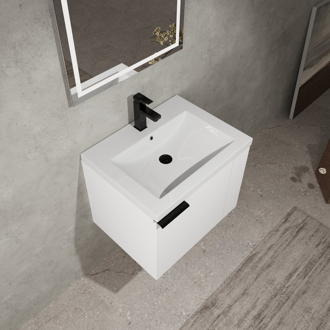 24 "Bathroom Vanity Sink Combo For Big Space,Modern Bathroom Cabinet Cabinet Combination, Bathroom Sink Cabinet Set, White Composable Ameican White Oak Bathroom American Design Engineered Wood