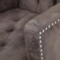 Harrison Tufted Club Chair Grey Brown Microfiber 1 Seat