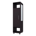 Black 1 Door Wardrobe With Mirror And Open Storage Black Particle Board Melamine